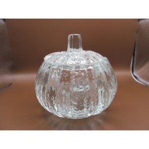 Homco Home Interiors Textured Glass Pumpkin Tea Light Dish with Lid